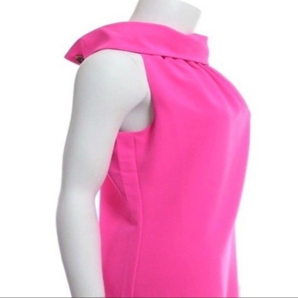 Sail to Sable Cowl Hot Pink Neck Shift Dress Med Barbie Retro Barbiecore Dress - Picture 5 of 8